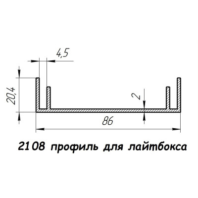 2108 профіль алюмінієвий для лайтбоксу, анод