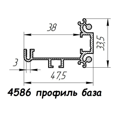 4586 профіль алюмінієвий для фреймлайту, анод